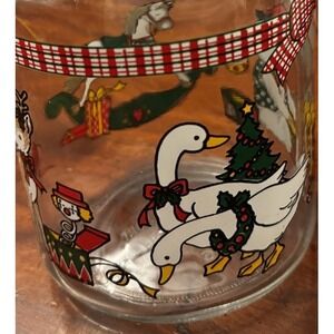 Vintage Anchor Hocking Christmas Geese Hinged Canister Holiday Bear Cottage Deer